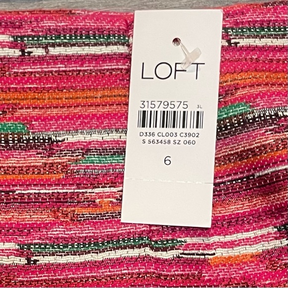 LOFT Ikat Jacquard Mini Skirt Peppermint Pink Womens Size 6 NWT Preppy Textured - Picture 7 of 11